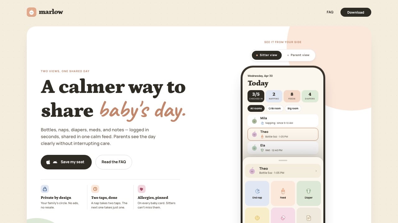 Marlow — Trusted babysitter coordination for parents and sitters